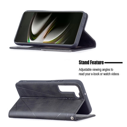 For Samsung Galaxy S22 5G Prismatic Invisible Magnetic Horizontal Flip Phone Leather Case with Holder & Card Slots & Photo Frame(Black)-garmade.com