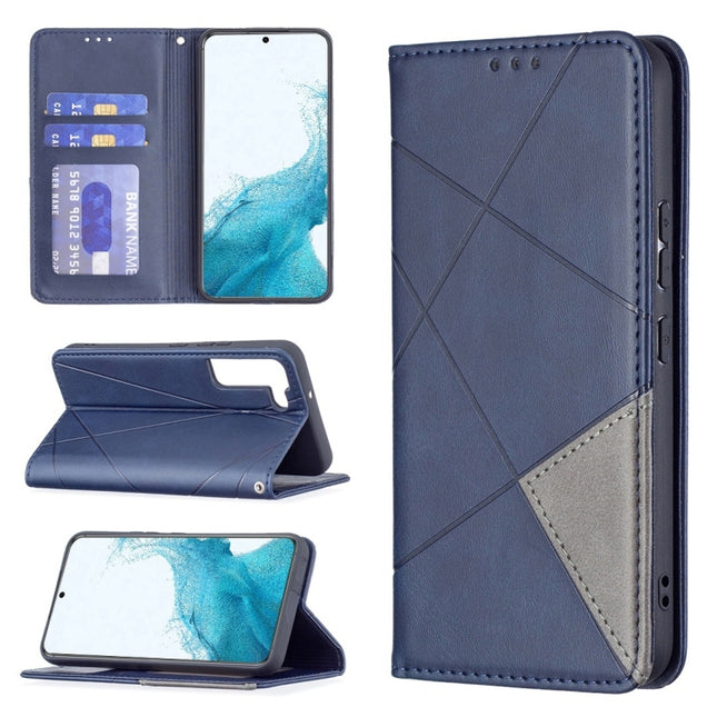 For Samsung Galaxy S22+ 5G Prismatic Invisible Magnetic Horizontal Flip Phone Leather Case with Holder & Card Slots & Photo Frame(Blue)-garmade.com