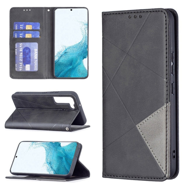 For Samsung Galaxy S22+ 5G Prismatic Invisible Magnetic Horizontal Flip Phone Leather Case with Holder & Card Slots & Photo Frame(Black)-garmade.com
