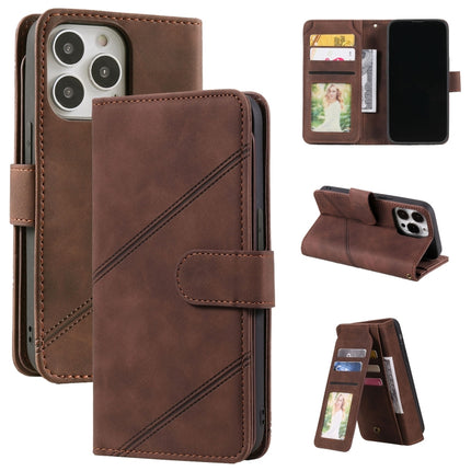 Skin Feel Horizontal Flip Leather Phone Case For iPhone 13 Pro(Brown)-garmade.com