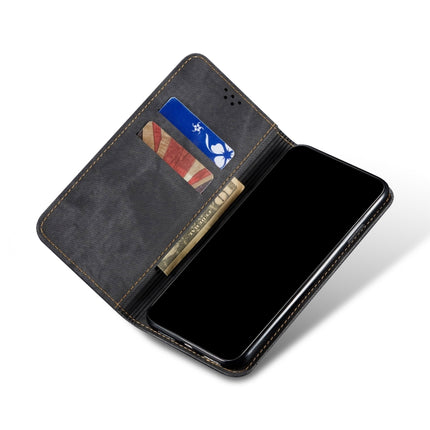 For Samsung Galaxy S22 5G Denim Texture Casual Style Horizontal Flip Leather Case with Holder & Card Slots & Wallet(Black)-garmade.com