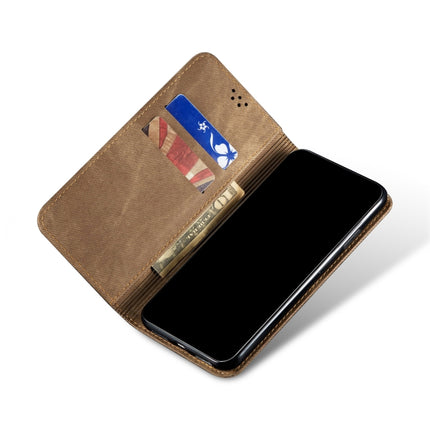 For Samsung Galaxy S22+ 5G Denim Texture Casual Style Horizontal Flip Leather Case with Holder & Card Slots & Wallet(Khaki)-garmade.com