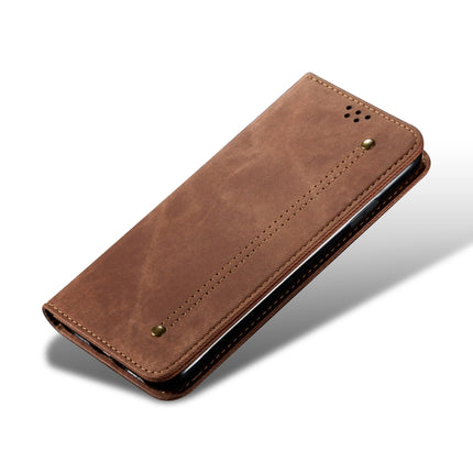 For Samsung Galaxy S22+ 5G Denim Texture Casual Style Horizontal Flip Leather Case with Holder & Card Slots & Wallet(Brown)-garmade.com