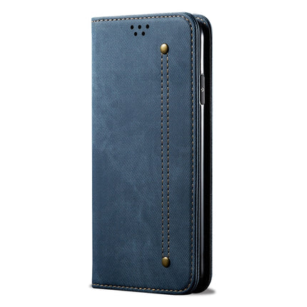 For Samsung Galaxy S22+ 5G Denim Texture Casual Style Horizontal Flip Leather Case with Holder & Card Slots & Wallet(Blue)-garmade.com