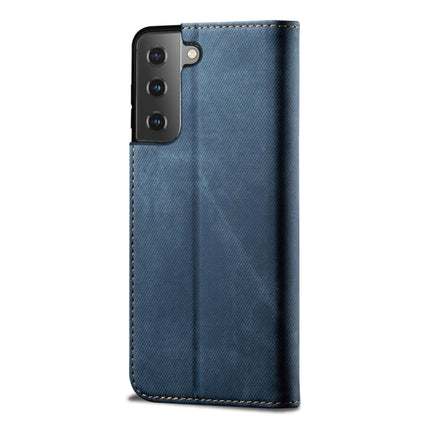 For Samsung Galaxy S22+ 5G Denim Texture Casual Style Horizontal Flip Leather Case with Holder & Card Slots & Wallet(Blue)-garmade.com