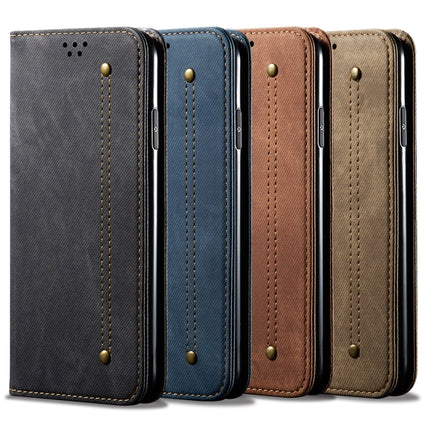 For Samsung Galaxy S22+ 5G Denim Texture Casual Style Horizontal Flip Leather Case with Holder & Card Slots & Wallet(Brown)-garmade.com
