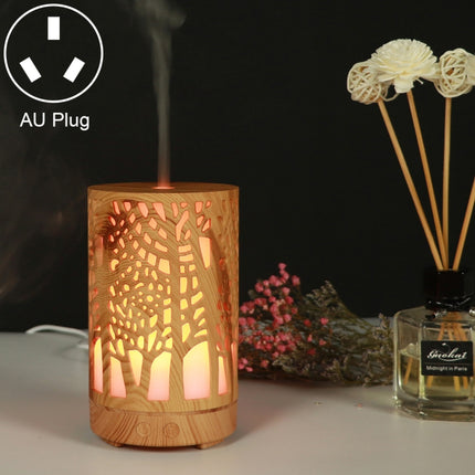 200ml Hollow-out Forest Pattern Wooden Essential Oil Aromatherapy Machine Ultrasonic Humidifier Automatic Alcohol Sprayer, Plug Specification:AU Plug(Light Brown-3)-garmade.com