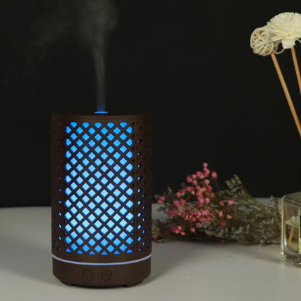 200ml Hollow-out Forest Pattern Wooden Essential Oil Aromatherapy Machine Ultrasonic Humidifier Automatic Alcohol Sprayer, Plug Specification:AU Plug(Dark Brown-1)-garmade.com