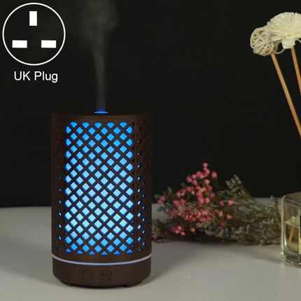 200ml Hollow-out Forest Pattern Wooden Essential Oil Aromatherapy Machine Ultrasonic Humidifier Automatic Alcohol Sprayer, Plug Specification:UK Plug(Dark Brown-1)-garmade.com