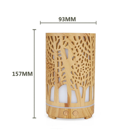 200ml Hollow-out Forest Pattern Wooden Essential Oil Aromatherapy Machine Ultrasonic Humidifier Automatic Alcohol Sprayer, Plug Specification:US Plug(Light Brown-3)-garmade.com