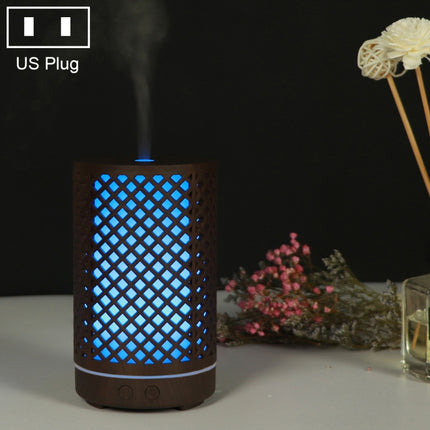 200ml Hollow-out Forest Pattern Wooden Essential Oil Aromatherapy Machine Ultrasonic Humidifier Automatic Alcohol Sprayer, Plug Specification:US Plug(Dark Brown-1)-garmade.com