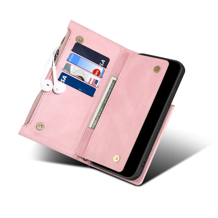 For Samsung Galaxy S22 5G Retro Frosted Horizontal Flip Leather Phone Case with Holder & Card Slot & Wallet & Zipper Pocket & Lanyard(Rose Gold)-garmade.com