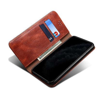 For Samsung Galaxy S22 5G Simple Wax Crazy Horse Texture Horizontal Flip Leather Phone Case with Card Slots & Holder(Brown)-garmade.com
