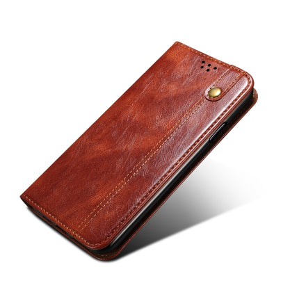 For Samsung Galaxy S22+ 5G Simple Wax Crazy Horse Texture Horizontal Flip Leather Phone Case with Card Slots & Holder(Brown)-garmade.com