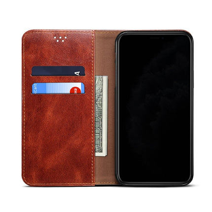 For Samsung Galaxy S22+ 5G Simple Wax Crazy Horse Texture Horizontal Flip Leather Phone Case with Card Slots & Holder(Brown)-garmade.com