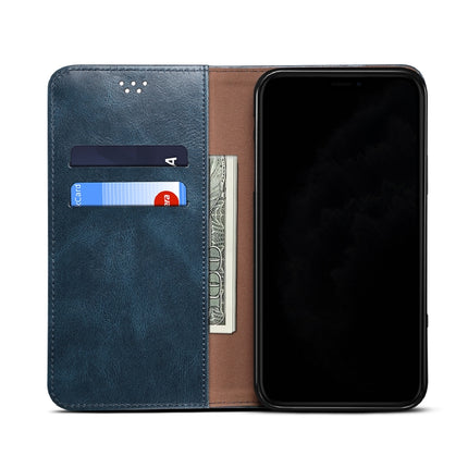 For Samsung Galaxy S22+ 5G Simple Wax Crazy Horse Texture Horizontal Flip Leather Phone Case with Card Slots & Holder(Blue)-garmade.com