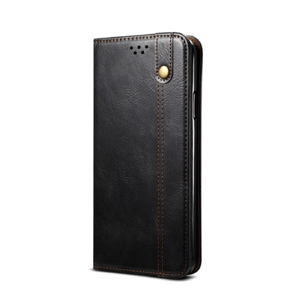 For Samsung Galaxy S22+ 5G Simple Wax Crazy Horse Texture Horizontal Flip Leather Phone Case with Card Slots & Holder(Black)-garmade.com