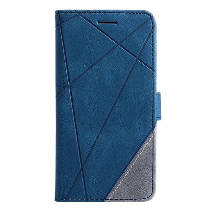 Skin Feel Splicing Horizontal Flip Leather Phone Case For iPhone 13 Pro(Blue)-garmade.com