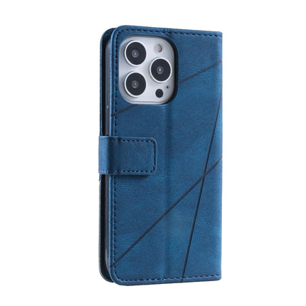 Skin Feel Splicing Horizontal Flip Leather Phone Case For iPhone 13 Pro(Blue)-garmade.com