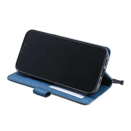 Skin Feel Splicing Horizontal Flip Leather Phone Case For iPhone 13 Pro(Blue)-garmade.com