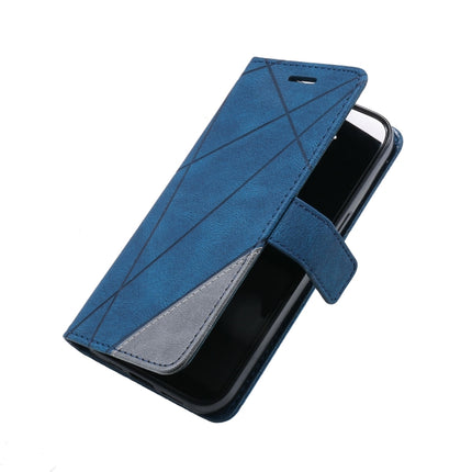 Skin Feel Splicing Horizontal Flip Leather Phone Case For iPhone 13 Pro(Blue)-garmade.com