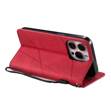 Skin Feel Splicing Horizontal Flip Leather Phone Case For iPhone 13 Pro(Red)-garmade.com