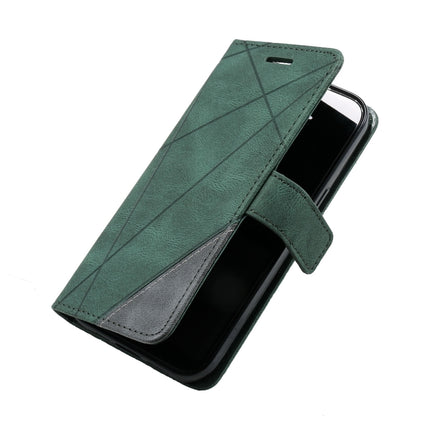 Skin Feel Splicing Horizontal Flip Leather Phone Case For iPhone 13 Pro(Green)-garmade.com