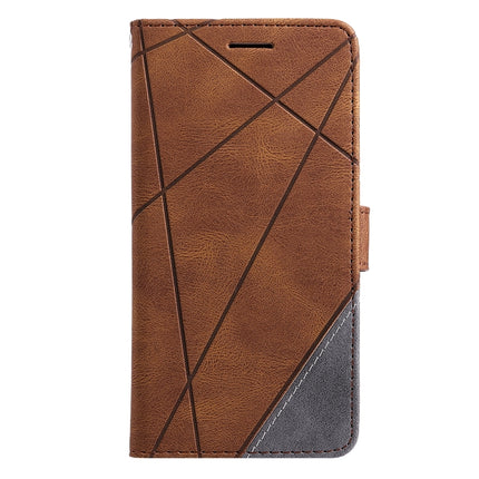 Skin Feel Splicing Horizontal Flip Leather Phone Case For iPhone 13 Pro(Brown)-garmade.com