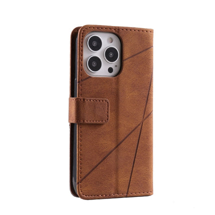 Skin Feel Splicing Horizontal Flip Leather Phone Case For iPhone 13 Pro(Brown)-garmade.com