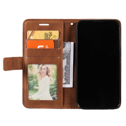 Skin Feel Splicing Horizontal Flip Leather Phone Case For iPhone 13 Pro(Brown)-garmade.com