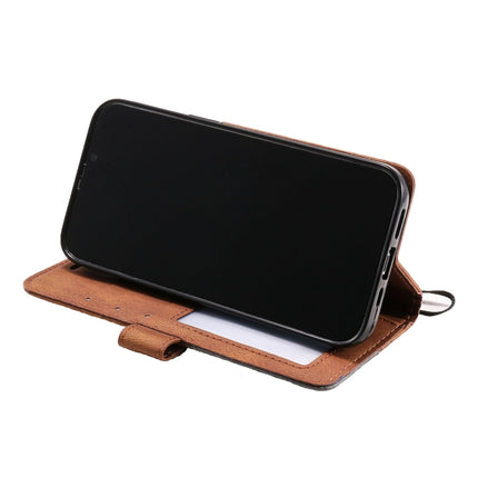 Skin Feel Splicing Horizontal Flip Leather Phone Case For iPhone 13 Pro(Brown)-garmade.com