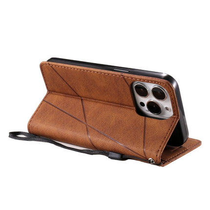 Skin Feel Splicing Horizontal Flip Leather Phone Case For iPhone 13 Pro(Brown)-garmade.com