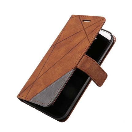 Skin Feel Splicing Horizontal Flip Leather Phone Case For iPhone 13 Pro(Brown)-garmade.com