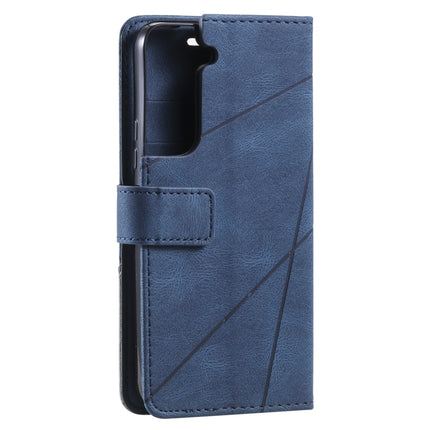 For Samsung Galaxy S22 5G Skin Feel Splicing Horizontal Flip Leather Phone Case(Blue)-garmade.com