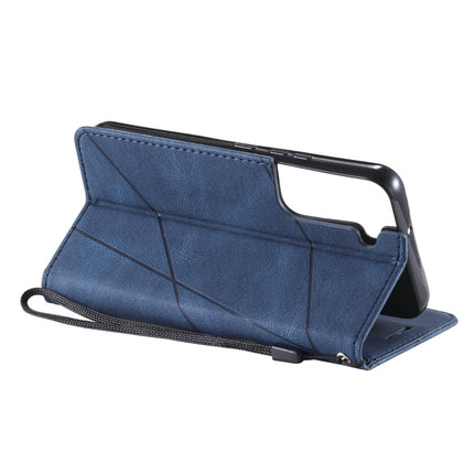 For Samsung Galaxy S22 5G Skin Feel Splicing Horizontal Flip Leather Phone Case(Blue)-garmade.com