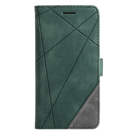 For Samsung Galaxy S22 5G Skin Feel Splicing Horizontal Flip Leather Phone Case(Green)-garmade.com