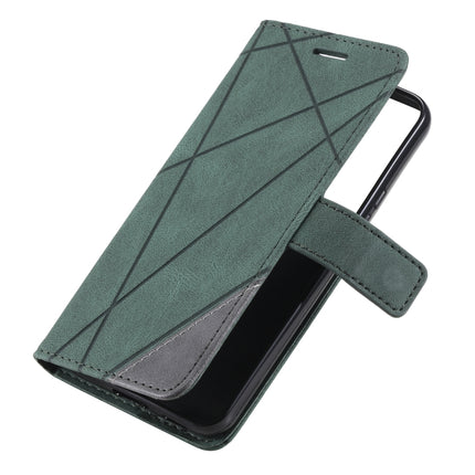 For Samsung Galaxy S22 5G Skin Feel Splicing Horizontal Flip Leather Phone Case(Green)-garmade.com