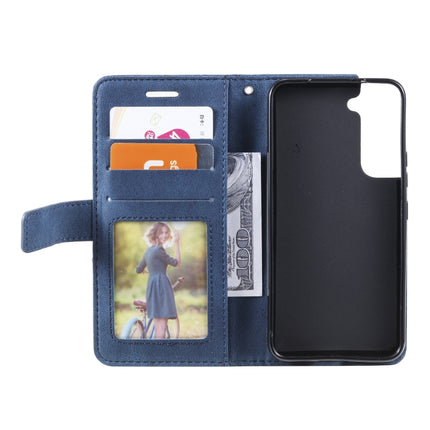 For Samsung Galaxy S22+ 5G Skin Feel Splicing Horizontal Flip Leather Phone Case(Blue)-garmade.com