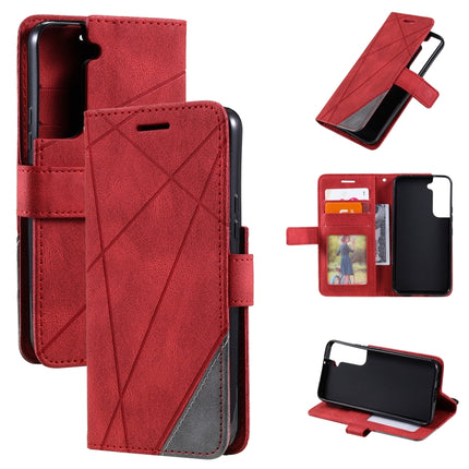 For Samsung Galaxy S22+ 5G Skin Feel Splicing Horizontal Flip Leather Phone Case(Red)-garmade.com