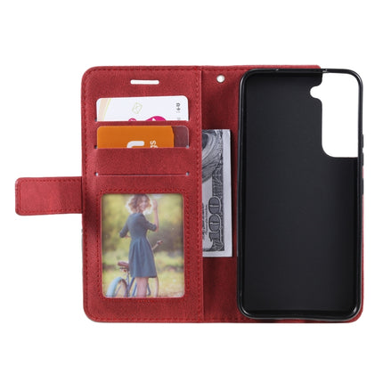 For Samsung Galaxy S22+ 5G Skin Feel Splicing Horizontal Flip Leather Phone Case(Red)-garmade.com