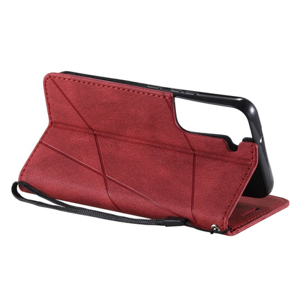 For Samsung Galaxy S22+ 5G Skin Feel Splicing Horizontal Flip Leather Phone Case(Red)-garmade.com