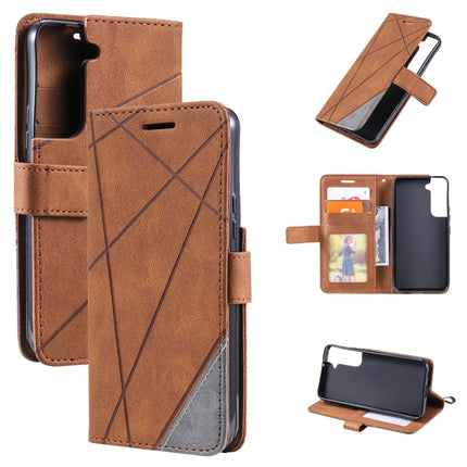 For Samsung Galaxy S22+ 5G Skin Feel Splicing Horizontal Flip Leather Phone Case(Brown)-garmade.com