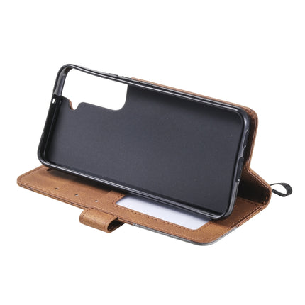 For Samsung Galaxy S22+ 5G Skin Feel Splicing Horizontal Flip Leather Phone Case(Brown)-garmade.com