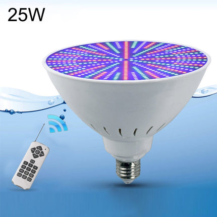 ABS Plastic LED Pool Bulb Underwater Light, Light Color:Colorful +18 Button Remote Control(25W)-garmade.com
