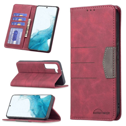 For Samsung Galaxy S22+ 5G Magnetic Splicing Leather Phone Case(Red)-garmade.com