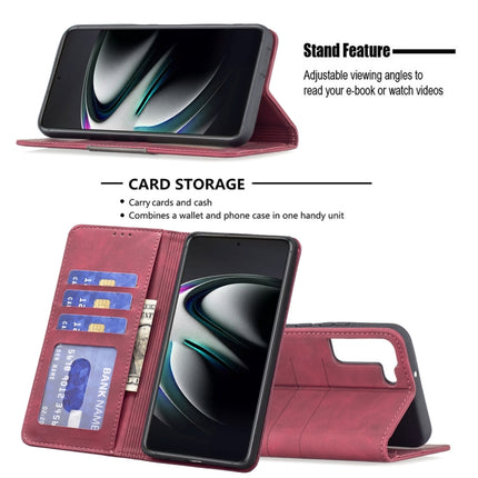 For Samsung Galaxy S22+ 5G Magnetic Splicing Leather Phone Case(Red)-garmade.com
