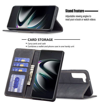 For Samsung Galaxy S22+ 5G Magnetic Splicing Leather Phone Case(Black)-garmade.com