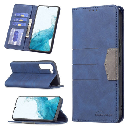 For Samsung Galaxy S22+ 5G Magnetic Splicing Leather Phone Case(Blue)-garmade.com