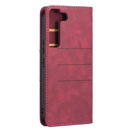 For Samsung Galaxy S22 5G Magnetic Splicing Leather Phone Case(Red)-garmade.com