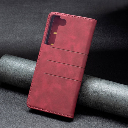 For Samsung Galaxy S22 5G Magnetic Splicing Leather Phone Case(Red)-garmade.com